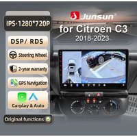 Junsun für Citroen C3 2018-2023 9 Zoll 4GB 64GB Android 13 Autoradio GPS Navigation Carplay DSP Bluetooth FM Lenkradbedienung Unterstützung USB AUX Eingang Rückfahrkamera Bereit 1080P Video Split