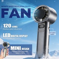Mini Handheld Fan, 120 Stepless Speeds, LED Display, 1800mAh Rechargeable, Portable USB Fan for Travel Outdoor Office