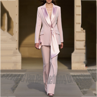 Hochwertiger Damenanzug Satin Reverskragen Regular Fit Blazer Hose Zweiteiliges Set Abendparty Hochzeitsanzug Schicke Outfits