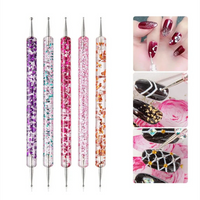 5Pcs/set Nail Art Dotting Pen Crystal Beads Handle Dual-ended Drawing Painting Rhinestones Gems Pens Manicure Tools