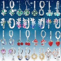 925 Sterling Silver Green Four-leaf Clover Earrings, Hypoallergenic Zircon Hoops, Trendy Daily Jewelry for Women, Perfect Gift
