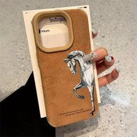 White Horse Pattern Leather-Textured Tpu Phone Case, Fashionable and Trendy, Anti-Drop and Anti-Slip, Suitable for iPhone 17 Air Pro Max, iPhone 16, 15, 14, 13, 12, 11, Air Plus Pro Max Series Phone