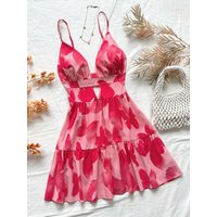 4-Color Leopard Printed Sexy Camisole Dress Women Sleeveless Backless Mini Dress Summer Vacation Dresses