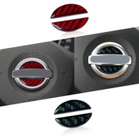 Car Carbon Fiber Red/Black Steering Wheel Center Badge Sticker For Nissan Qashqai X-trail J10 J11Juke Sentra Interior Decoration