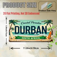 2D Flat, 2D Flat Print, 1pc Vintage Metal Sign, Decorative Sign and Plaque 11.8 x 5.9 Inches, Tropical Surf Coast Aluminum Sign,