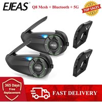 EJEAS Q8 Bluetooth 5.1 casque de moto interphone, avec talkie-walkie à distance EUC, pour 6 coureurs parlant en temps réel IP67