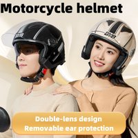 Motorcycle Face Helmet For Men And Women Lightweight Scooter Bike 3/4 Helmet Double-Layer Lens Sunshade Panel Bicycle Helmet