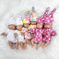 10cm Mini Palm Soft Full Solid Silicone Bebe Reborn Girl With Two Sets Outfits Handmade Cuddly Lifelike Reborn Dolls