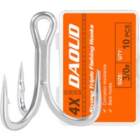 4X Fishing Treble Hook 8# 6# 4# 2# 1# 1/0 2/0 3/0 Triple Fishing Hooks for Big Game Trout Bluefish Salmon Kingfish Fishing 10Pcs