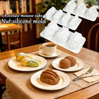 3/4 Cavity Pistachio Peanuts Nuts Design Cake Mold Food Grade Silicone Mousse Chocolate Dessert Pudding French Pastry Baking