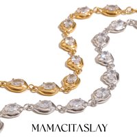 MamacitaSlay 316L Stainless Steel Zircon Irregular Bracelet 18K Gold Plated Waterproof Jewelry For Women Banquet Everyday Wear