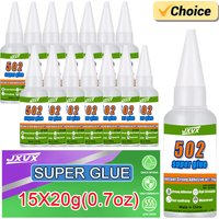 1-15 PCs 502 Super Glue (0.7 oz) Extra Strong Cyanoacrylate Quick Dry Sticker for leather, rubber, wood, Metal and glass. Low odor emission liquid glue. Includes precision dispenser.