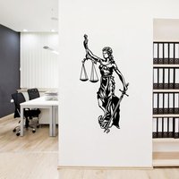 Femida Lady Justice Vinyl Wall Sticker Lawyer's Office Wall Decals Mural, Law Goddess of Justice Decals Gift for Lawyer
