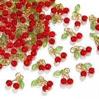 5/10/50PCS Red Cherry Charm Pendant 3D Small Cherry Glass Charms Pendants for Earring Jewelry Bag Key Chain Diy Accessories