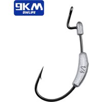 9KM 10-15Pcs Weighted EWG Hooks, High Strength Corrosion Resistant Worm Hook for Bass Fishing Terminal Tackle