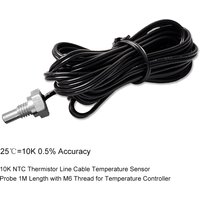 10K NTC Thermistor Line Cable Temperature Sensor Probe 1M Length with M6 Thread for Temperature Controller