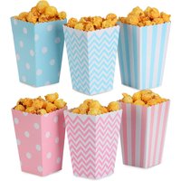 6/12/18 Pcs Mixed Pink Stripe Wave Dot Paper Popcorn Boxes Bag Birthday Pop Corn Candy Sanck Favor Bags Movie Party Tableware