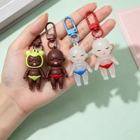 2D Flat Cute Kawaii Baby Doll Keychain Weird But Funky Handmade Black Baby Doll Keychain Funny Pendant Bag Charm Keyring Fashion
