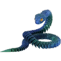 30CM New 3D Printed Snake Realistic Snake Statue Movable Joint Fidget Toys Simulation Desk Ornament Animal Model Gift