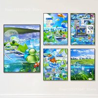 Frutiger Aero Aqua Nostalgia Poster Prints Wall Art Picture Painting Gift Living Room Restaurant Bar Large Dec Sticker