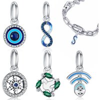 925 Sterling Silver Demon Eye Pendant Charm For 3mm Snake Bone Chain DIY Ladies Elegant Jewelry Fashion Summer Beads Gifts