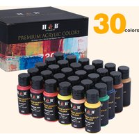 30 Colors Acrylic Paint Set 60ml/2 fl.oz Each Bottle Waterproof Rich Pigments Art Crafts Paint Supplies
