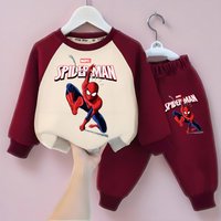 Disney Autumn Baby Boys Spider-Man Printed Clothes Set Kid Sweatshirts Pullover Top and Pants 2pcs Suit Children Tracksuits