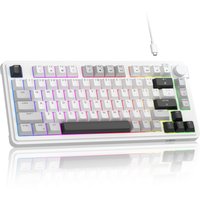 MageGee 75 % kabelgebundene Mini-Membrantastatur, 80 Tasten, RGB-Hintergrundbeleuchtung, Computer-Tastatur, Drehknopf, geräuschloses Tippen für Laptop, PC, Geschenk