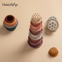 Baby Silicone Stacking Cups Toys BPA Free Nesting Montessori Building Block Toy Stack Tower for Toddlers Gifts Early Educational