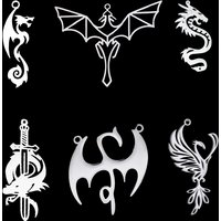 3pcs Gothic Wings Western Dragon Stainless Steel Pendant Charms for Jewelry Making Punk Bracelets Earrings Craft diy Accessories