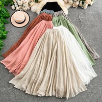 Skirts Women Mid Length Skirt A Line Elastic Waist Slim Fit Solid Casual Regular Elegant Splice Y2k Streetwear Work Summer 2026