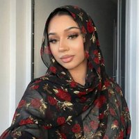 Rose digital-printed chiffon Shawls Headscarf Foulard Femme Musulman Islam Arab Wrap Head Turban For Women Scarves 180 ×70cm