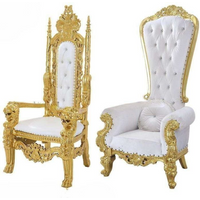 -Cheap China antique gold double luxury royal bride throne chairs wedding for king and queen