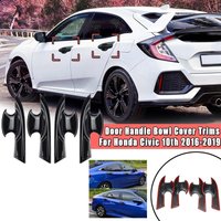 For 10Th Gen Civic ABS Exterior Door Handle Bowl Cover Trims For Honda Civic 2016-2021 Gloss Black