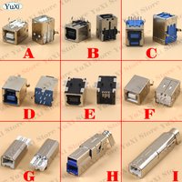 6pcs USB 2.0/3.0 Connector Female Male Jack Socket USB-B Type 90/180 Degree PCB Connector Soldering DIY Printer Interface