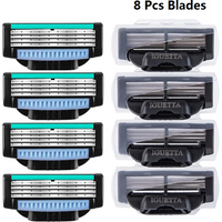 8 Pcs/ High Quality Man Safety Razor Blade 4 Layer German Stainless Steel Shaving Cartridges Compatible Mach 3 Shaver