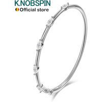 KNOBSPIN Moissanite Bangle 5-stone 3x6mm Marquise Cut 925 Sterling Silver Plated 18k White Gold GRA Certified Bracelet for Women