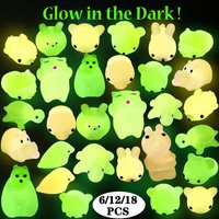 6/12/18 Pcs Luminous Mochi Squishies, Mochi Squishy Animals Stress Toys, Mini Stress Relief Toys Mochi Animals Toys Kawaii