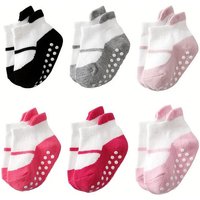 6 Pairs Girls Non-Slip Socks Cute Pattern Kids Floor Socks Comfortable for Toddler