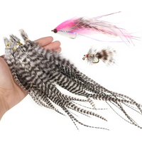 10pcs/pack Grizzly Saddle Hackle Rooster Hair Feather Fly Tying Material For Wooly Bugger Streamer Fly Pike Fishing Lure Bait