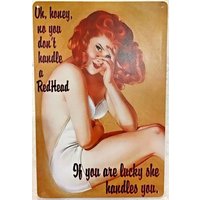 Tin Sign redhead funny girl female wife girlfriend she shed girl cave Garage & Home Cafe Bar Club Wall Decoration Plaque Sig
