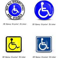 3D Practical Stereo Epoxy Dome Car Sticker Blue Wheelchair Disabled Vinyl Suitable for Car Motorcycle Cell Phone Refrigerator