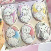 Puella Magi Madoka Magica Pop-up Event Oval Double Glitter Badge Cute Cartoon Madoka Kaname Pin Brooch Homura Akemi Pins Toys
