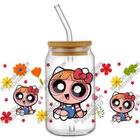 Hotsale Popular Lovely Girls Team Cosplay 16oz UV DTF 3D Transfer Sticker Decals For Glass Can Cup Craft DIY Gift Creative