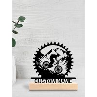 AliExpress NONE 1pc Fashion Personalized Custom Mountain Bike Metal Statues Vintage Wall Decor with Wooden Frame, Ideal for Sheds, Patio, Cottag