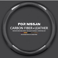For Nissan X-Trail Qashqai March Serena Micra Kicks Altima Teana Livina 350Z 370Z Car Carbon Fiber Leather Steering Wheel Cover