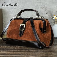 CONTACT'S sac à main en cuir suédé véritable pour femmes sac à bandoulière à bandoulière cadre en métal sac à bandoulière fourre-tout sacs de médecin dames de bureau