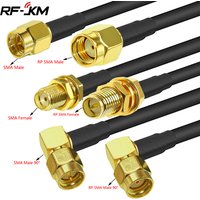 SMA mâle à SMA femelle RG58 50ohm câble connecteur d'extension Coaxial prise RPSMA Jack à sertir à Angle droit en laiton RF