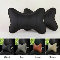 1/2Pcs Mini PU Leather Car Neck Pillows Universal Car Headrest Pillow Support Neck Pillow Black/Beige/Gray/Brown for Car Seat