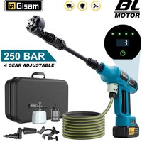 Gismis 250Bar pistolet de lavage de voiture haute pression sans brosse 4 vitesses pistolet de pulvérisation d'eau de lavage de jardin électrique pour Makita broche de batterie 18V